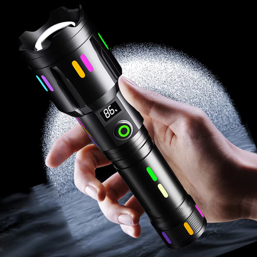 Rechargeable LED Flashlight – 9000 Lumens with USB-C Charging