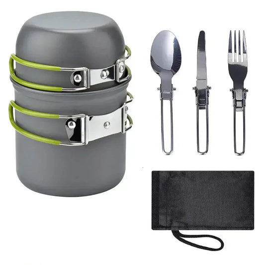 OutdoorzLand – Portable Camping Cookware Set with Foldable Cutlery