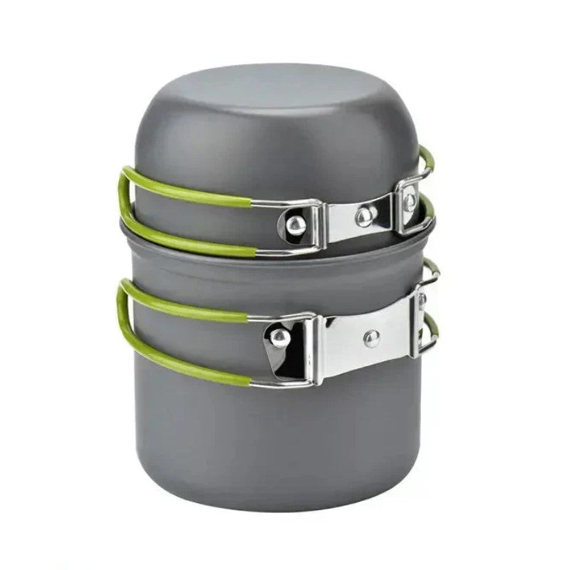 OutdoorzLand – Portable Camping Cookware Set with Foldable Cutlery